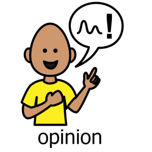 Communication board image for "opinion"